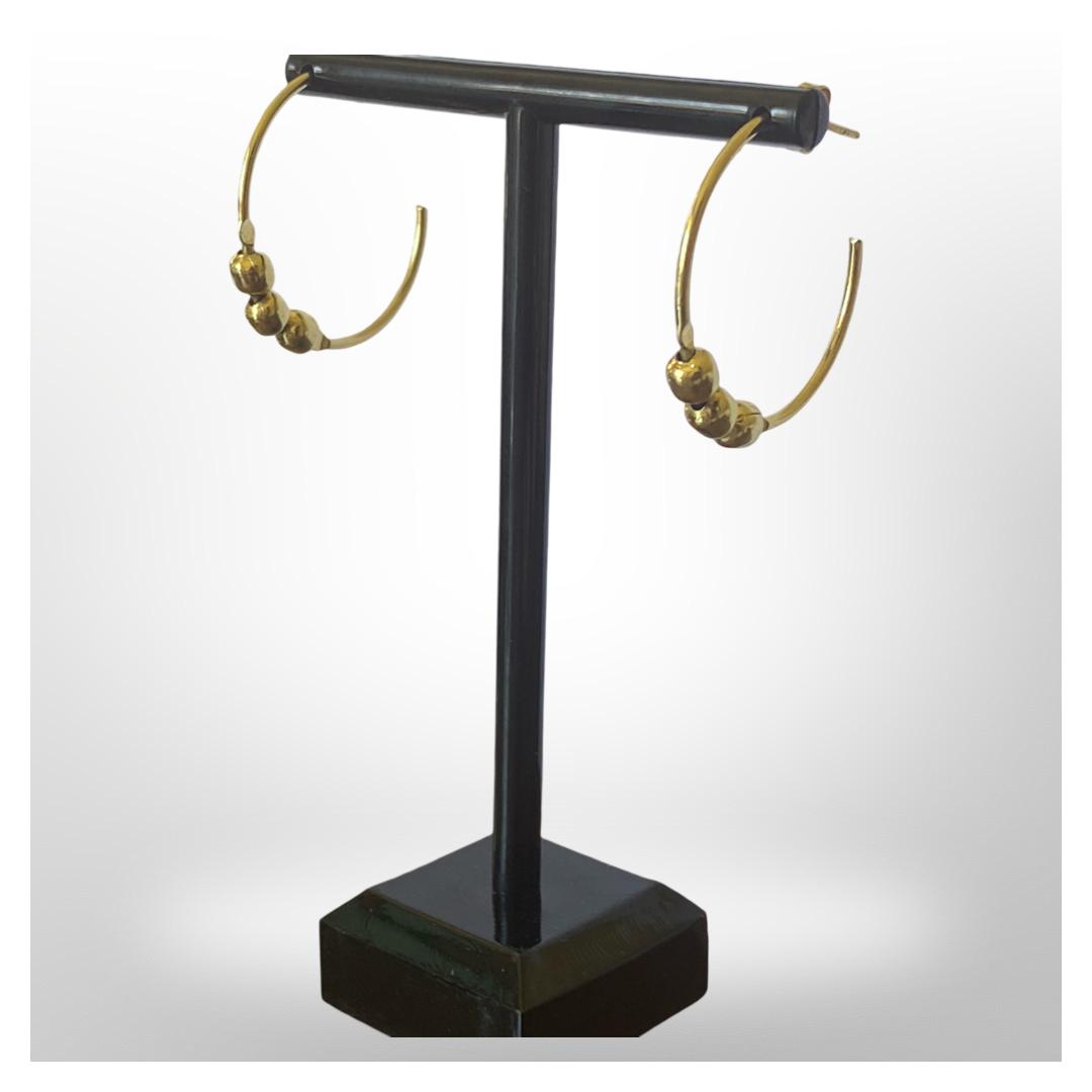 Aros Argolla Mediana con Balines - Baño de Oro
