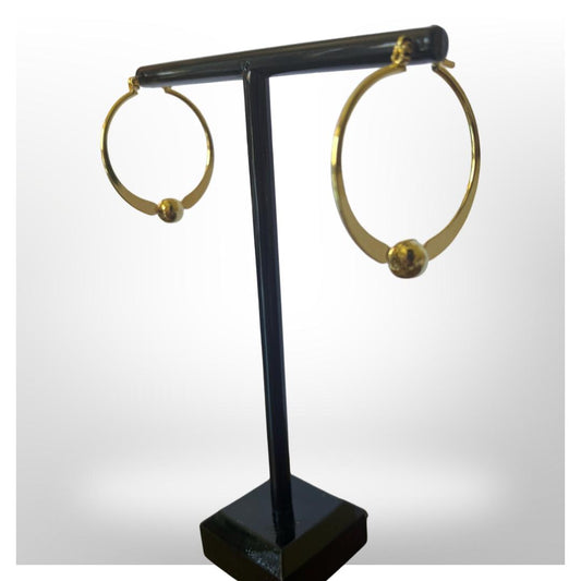 Aros Argollas con balín - Baño de Oro