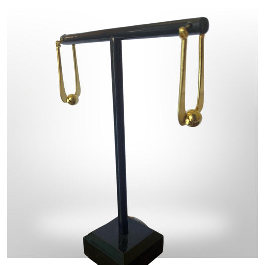 Aros Rectangulo con Balín - Baño de Oro