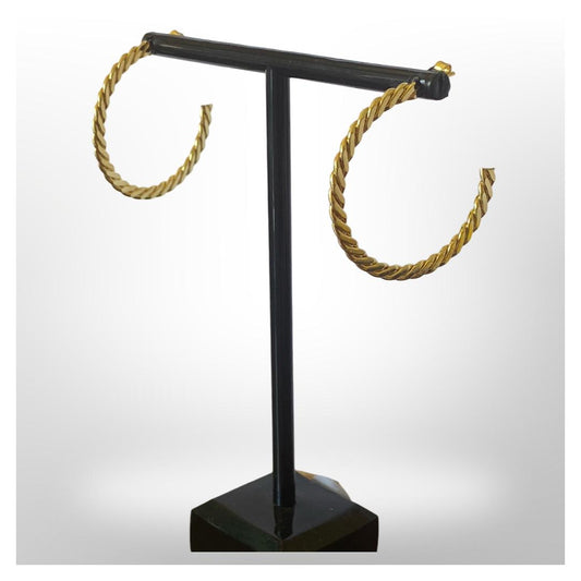 Aros Argollas Trenzadas - Baño de Oro