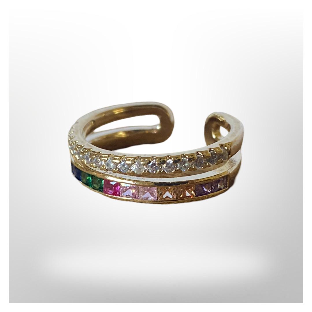 Anillo Ajustable - Circonitas de Colores - Dos Niveles