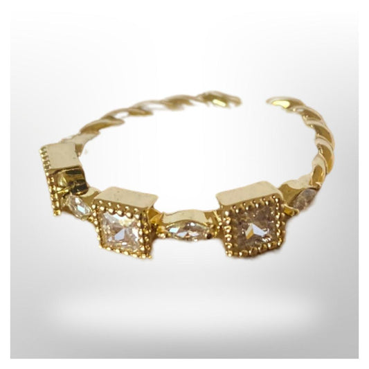 Anillo Ajustable - Circonitas Cuadradas Blancas