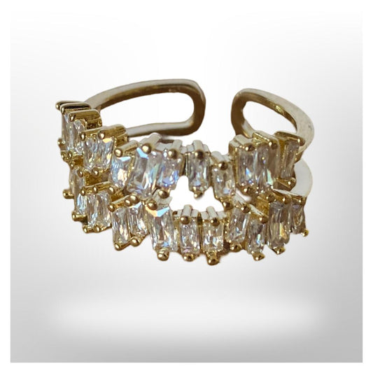 Anillo Ajustable - Circonitas Altas  - Dos Niveles
