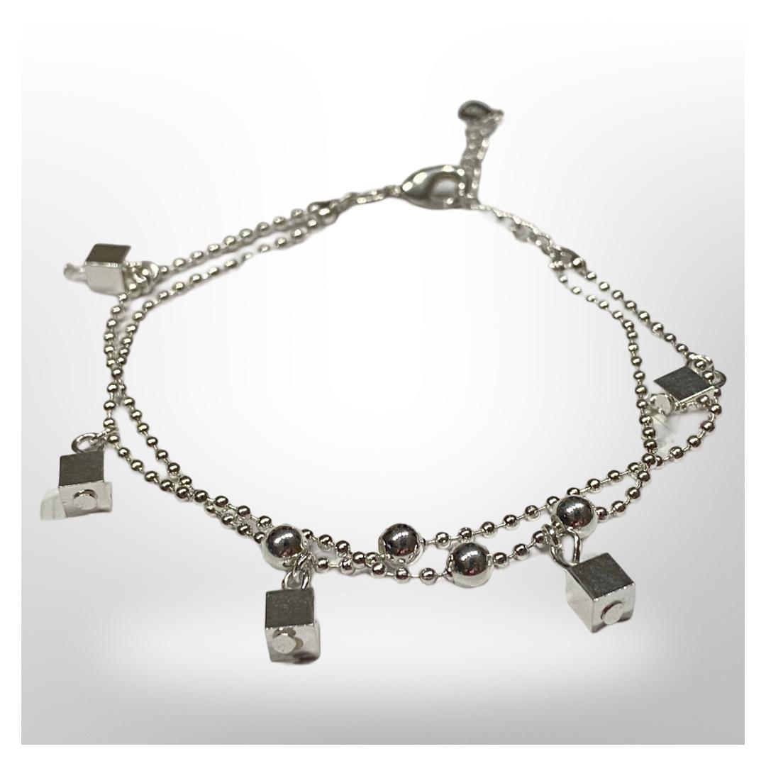Pulsera Cubos y Esferas - Baño de plata