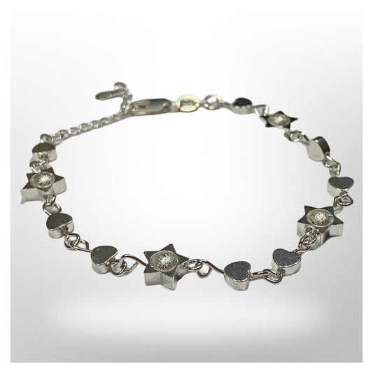 Pulsera Estrellas y Corazones - Baño de plata