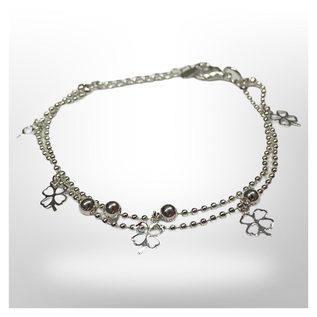 Pulsera Esferas y Trébol - Baño de oro