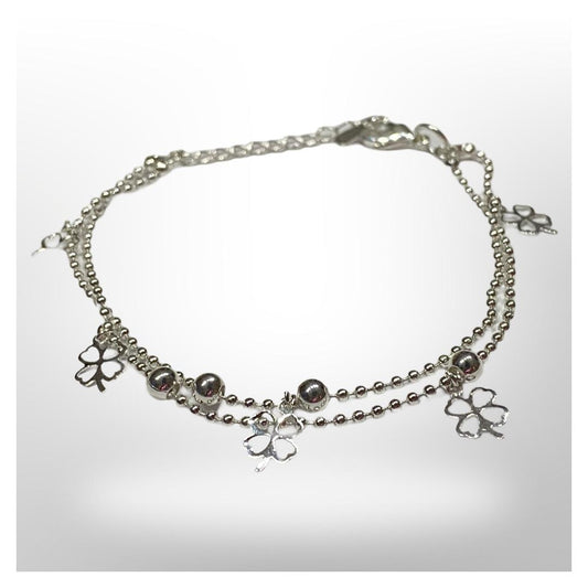 Pulsera Esferas y Trébol - Baño de oro