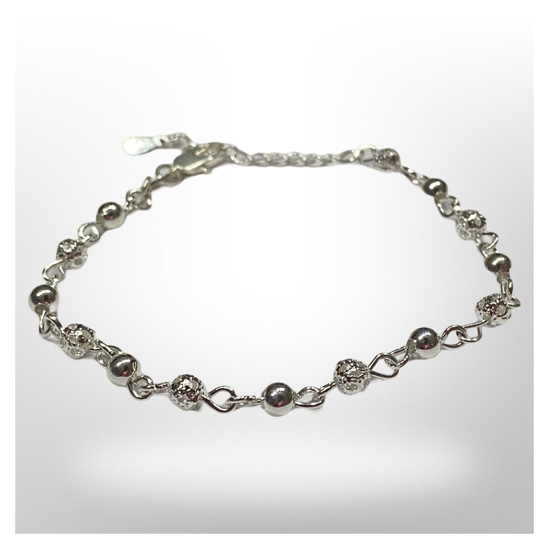 Pulsera Esferas Brillo y Opacas - Baño de plata