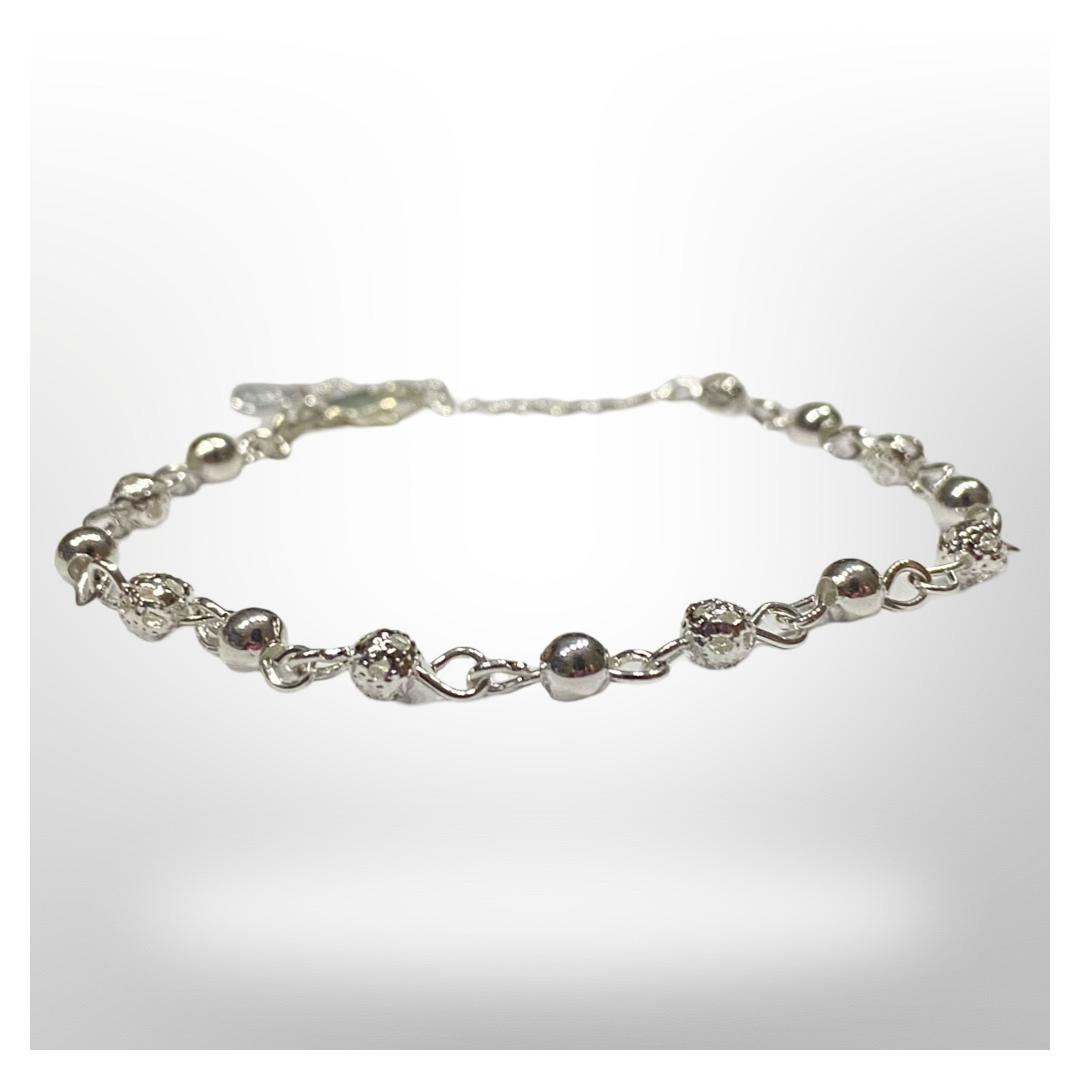 Pulsera Esferas Brillo y Opacas - Baño de plata