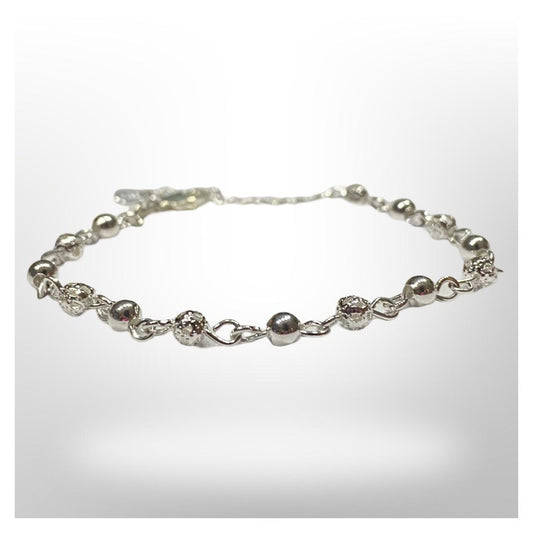 Pulsera Esferas Brillo y Opacas - Baño de plata