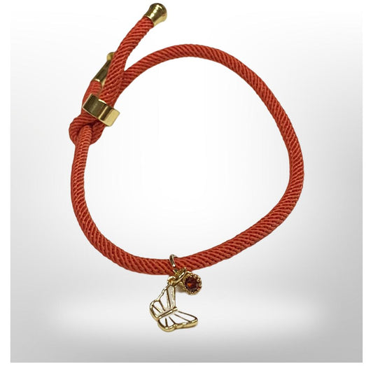 Pulsera Coral Ajustable - Mariposa y Punto de Luz