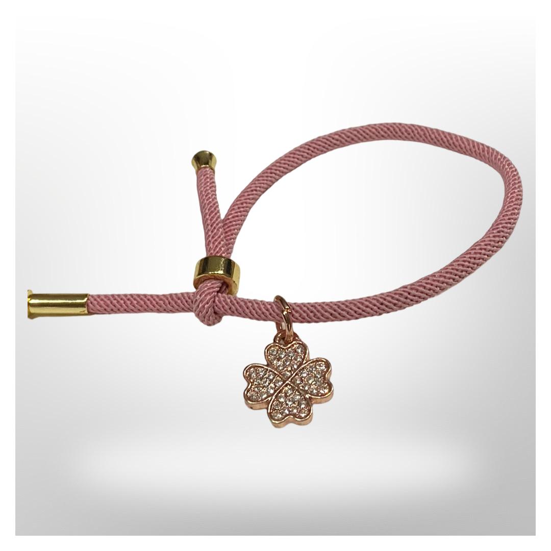 Pulsera Rosa Ajustable - Trébol