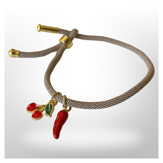 Pulsera Roja Ajustable -  Cerezas y Ají